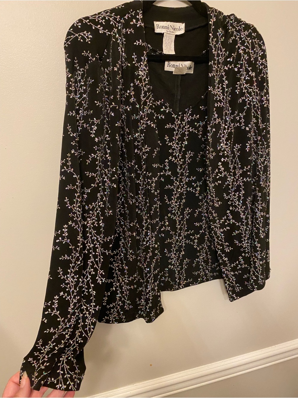Ronni Nicole Black Top with Iridescent Embellishments - Picture 2 of 4